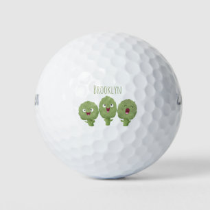 Kute zingende artisjokken plantaardige cartoon golfballen
