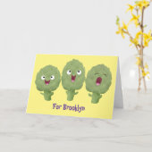 Kute zingende artisjokken plantaardige cartoon kaart (Gele Bloem)