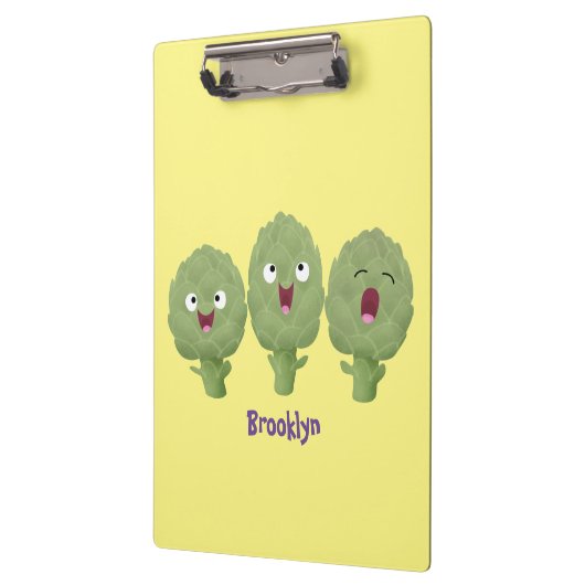 Kute zingende artisjokken plantaardige cartoon klembord (Links)