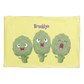 Kute zingende artisjokken plantaardige cartoon kussensloop (Achterkant)