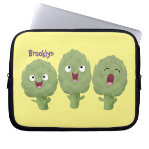 Kute zingende artisjokken plantaardige cartoon laptop sleeve