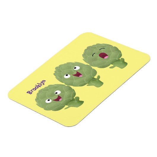 Kute zingende artisjokken plantaardige cartoon magneet (Linkerzijde)