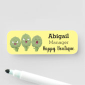 Kute zingende artisjokken plantaardige cartoon naamplaatje (In situ)