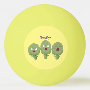 Kute zingende artisjokken plantaardige cartoon pingpongbal