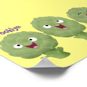 Kute zingende artisjokken plantaardige cartoon poster (Hoek)