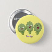 Kute zingende artisjokken plantaardige cartoon ronde button 5,7 cm (Voorkant /achterkant)