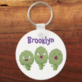 Kute zingende artisjokken plantaardige cartoon sleutelhanger (Voorkant)