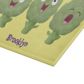 Kute zingende artisjokken plantaardige cartoon snijplank (Hoek)