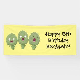 Kute zingende artisjokken plantaardige cartoon spandoek