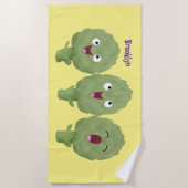 Kute zingende artisjokken plantaardige cartoon strandlaken (Voorkant)