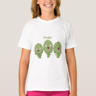 Kute zingende artisjokken plantaardige cartoon t-shirt
