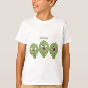 Kute zingende artisjokken plantaardige cartoon t-shirt
