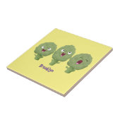 Kute zingende artisjokken plantaardige cartoon tegeltje (Zijkant)