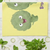 Kute zingende artisjokken plantaardige cartoon theedoek (Gevouwen)