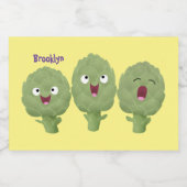 Kute zingende artisjokken plantaardige cartoon voedselcontainer etiket (Enkel label)