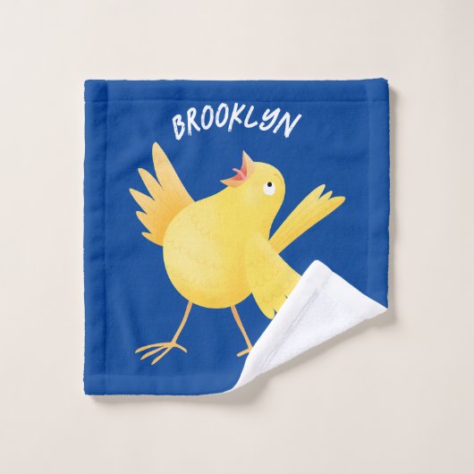 Kute zingende gele cartoon kanarie vogel bad handdoek (Wasdoekje)