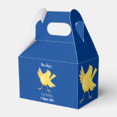 Kute zingende gele cartoon kanarie vogel bedankdoosjes (Achterkant)