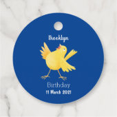 Kute zingende gele cartoon kanarie vogel bedankjes labels (Achterkant)