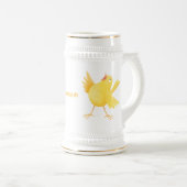 Kute zingende gele cartoon kanarie vogel bierpul (Voorkant rechts)