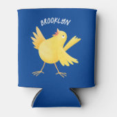 Kute zingende gele cartoon kanarie vogel blikjeskoeler (Voorkant)