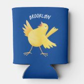 Kute zingende gele cartoon kanarie vogel blikjeskoeler (Achterkant)