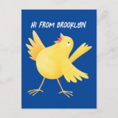 Kute zingende gele cartoon kanarie vogel briefkaart (Voorkant)