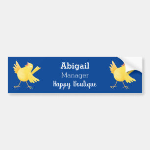 Kute zingende gele cartoon kanarie vogel bumpersticker