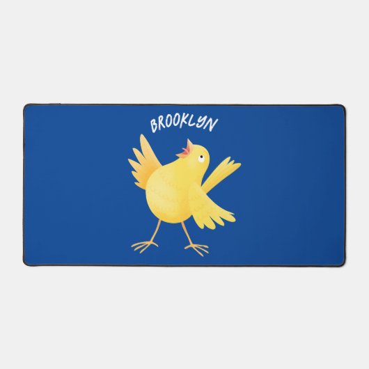 Kute zingende gele cartoon kanarie vogel bureaumat (Voorkant)