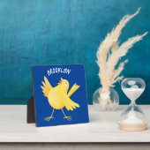 Kute zingende gele cartoon kanarie vogel fotoplaat (Insitu)