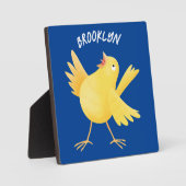 Kute zingende gele cartoon kanarie vogel fotoplaat (Voorkant)