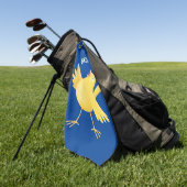 Kute zingende gele cartoon kanarie vogel golfhanddoek (Groen)