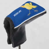 Kute zingende gele cartoon kanarie vogel golfheadcover (3/4 voorkant)