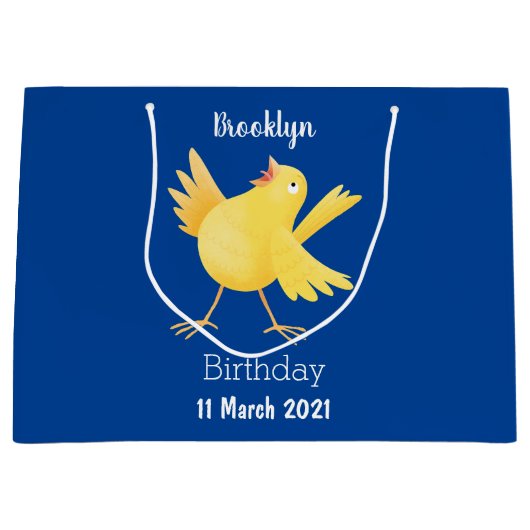 Kute zingende gele cartoon kanarie vogel groot cadeauzakje (Voorkant)