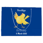 Kute zingende gele cartoon kanarie vogel groot cadeauzakje (Achterkant)