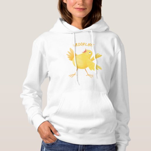Kute zingende gele cartoon kanarie vogel hoodie (Voorkant)
