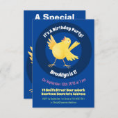 Kute zingende gele cartoon kanarie vogel kaart (Voorkant / Achterkant)