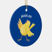 Kute zingende gele cartoon kanarie vogel keramisch ornament (Rechts)