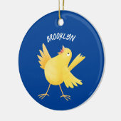 Kute zingende gele cartoon kanarie vogel keramisch ornament (Links)