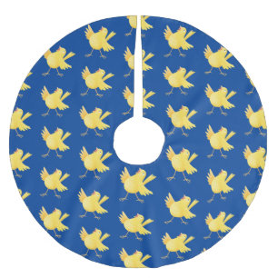 Kute zingende gele cartoon kanarie vogel kerstboom rok