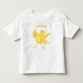 Kute zingende gele cartoon kanarie vogel kinder shirts (Voorkant)
