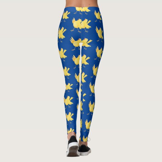 Kute zingende gele cartoon kanarie vogel leggings (Achterkant)