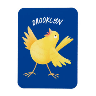 Kute zingende gele cartoon kanarie vogel magneet