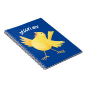 Kute zingende gele cartoon kanarie vogel notitieboek (Rechterzijde)