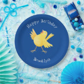 Kute zingende gele cartoon kanarie vogel papieren bordje (Feest)
