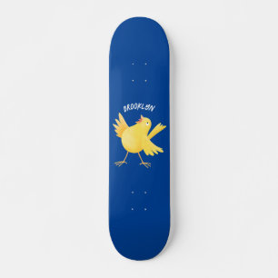 Kute zingende gele cartoon kanarie vogel persoonlijk skateboard
