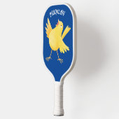 Kute zingende gele cartoon kanarie vogel pickleball paddle (Links)