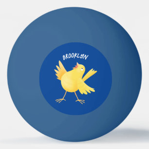 Kute zingende gele cartoon kanarie vogel pingpongbal