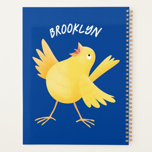 Kute zingende gele cartoon kanarie vogel planner (Achterkant)