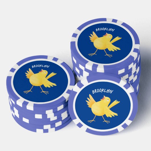 Kute zingende gele cartoon kanarie vogel poker chips (Opstapeling)