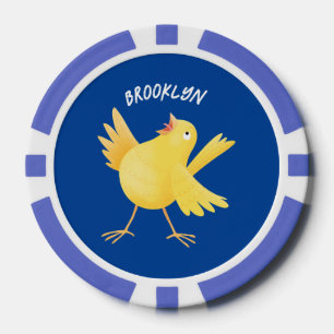 Kute zingende gele cartoon kanarie vogel poker chips